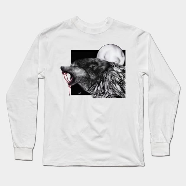 Blood Wolf Long Sleeve T-Shirt by Prettielilpixie